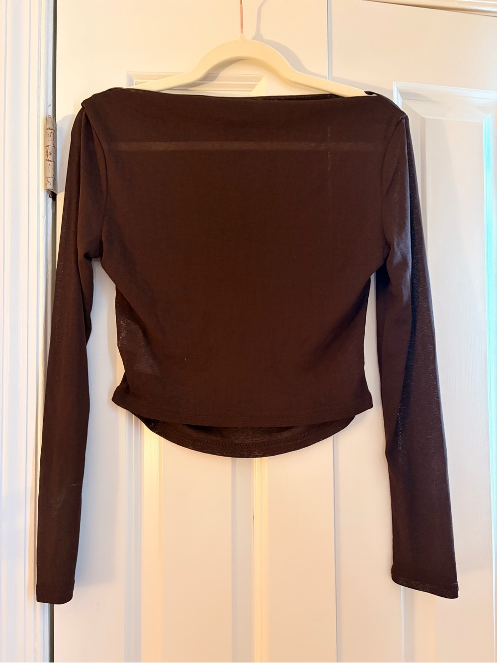 NWOT Cider chocolate brown boat neck long sleeve/tank top two piece shirt medium - Picture 4 of 5